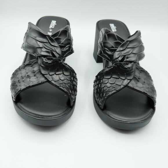 Baja East X Melissa Python Heel Open Toe Crisscross Textured 7 New - Picture 4 of 11